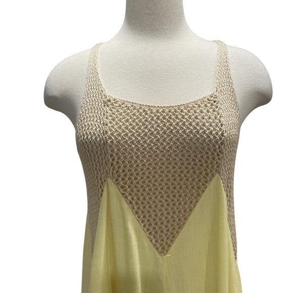 Hayden Los Angeles Yellow Crochet Top Sleeveless Sundress L Boho Flowy Festival - Picture 9 of 9